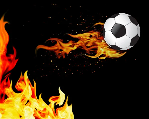 Balle de football en feu — Photo