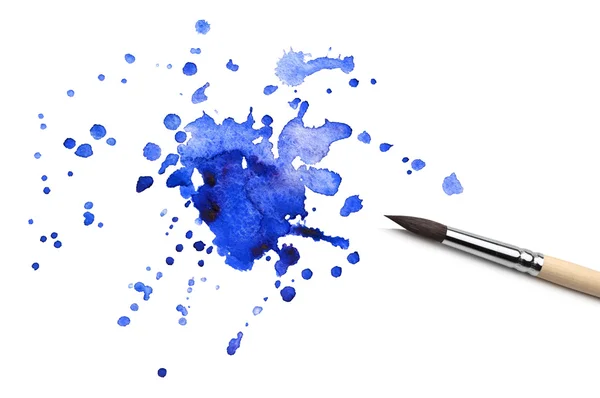 Brush and abstract watercolor blot — Stock Photo, Image