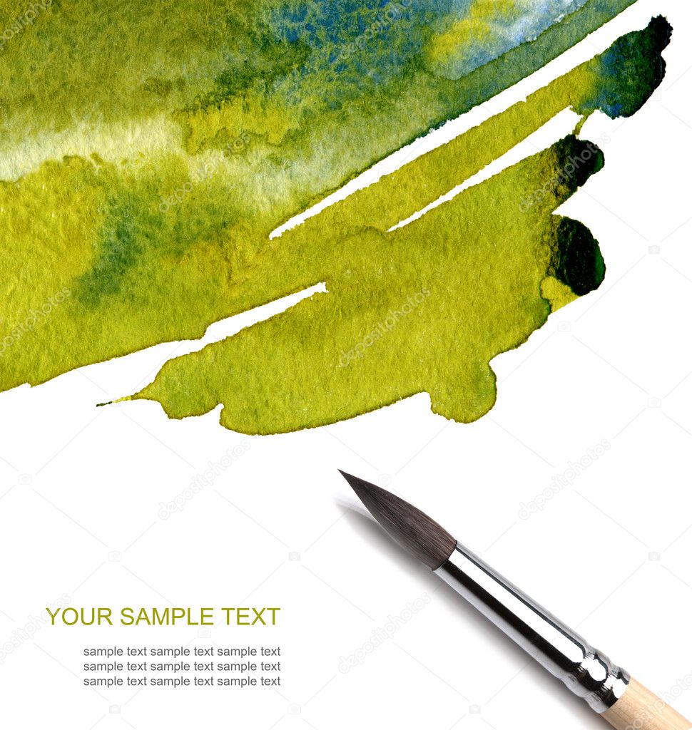 Abstract watercolor painted background with brush