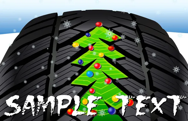 Vánoční strom na běhounu pneumatiky — Stockový vektor