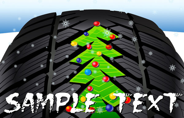 Christmas Tree on the Tire Tread