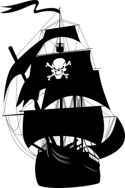 Black schooner clipart