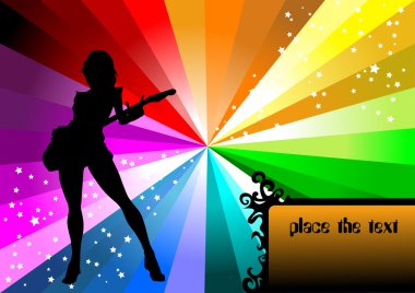 Guitar on the rainbow clipart