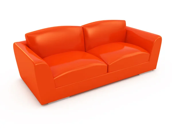 Sofá vermelho moderno isolado no fundo branco — Fotografia de Stock
