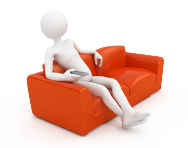 Man on sofa watching Tv clipart