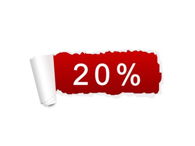 20 percent discount on the white ripped paper clipart