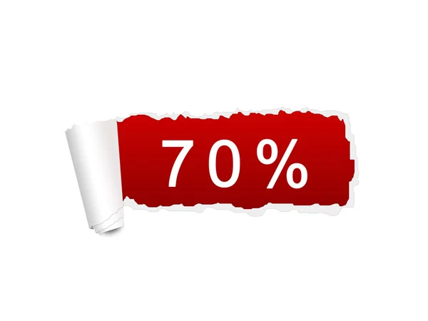 70 por ciento de descuento en el papel blanco rasgado — Foto de Stock