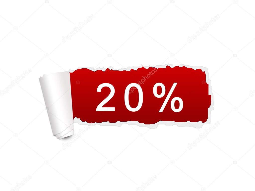 20 percent discount on the white ripped paper