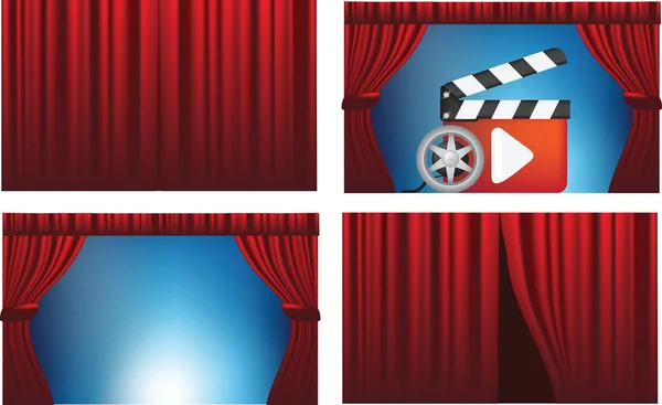 Açık ve kapalı sinema veya tiyatro cutains — Stok Vektör