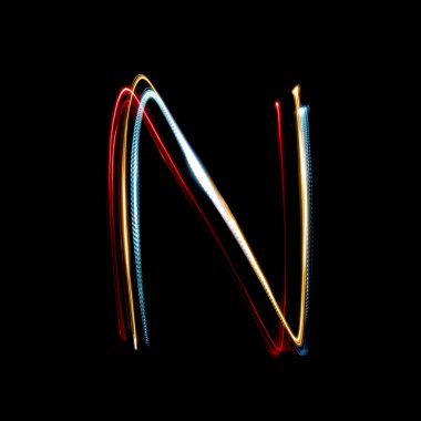 Letter N made from brightly coloured neon lights clipart