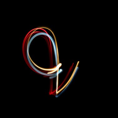 Letter Q made from brightly coloured neon lights clipart