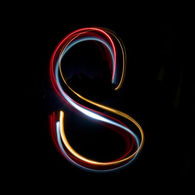 Letter s made from brightly coloured neon lights clipart