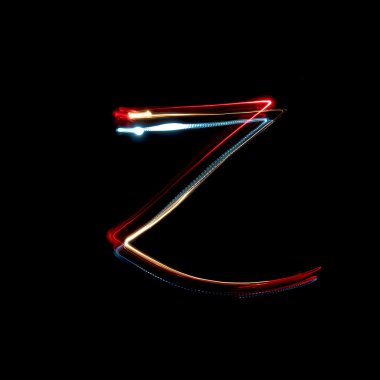 Letter Z made from brightly coloured neon lights clipart