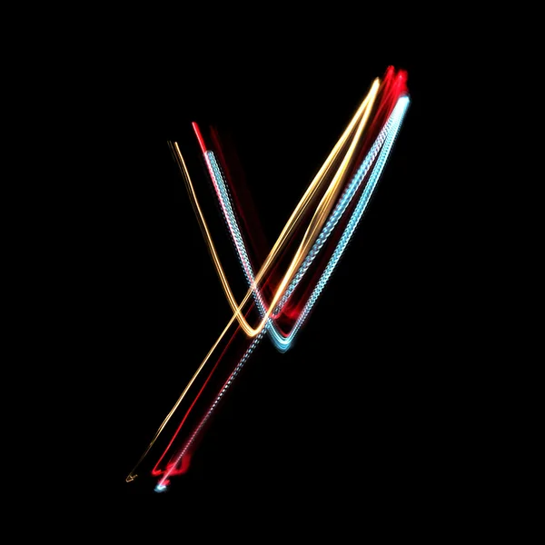 Huruf Y terbuat dari lampu neon berwarna cerah — Stok Foto