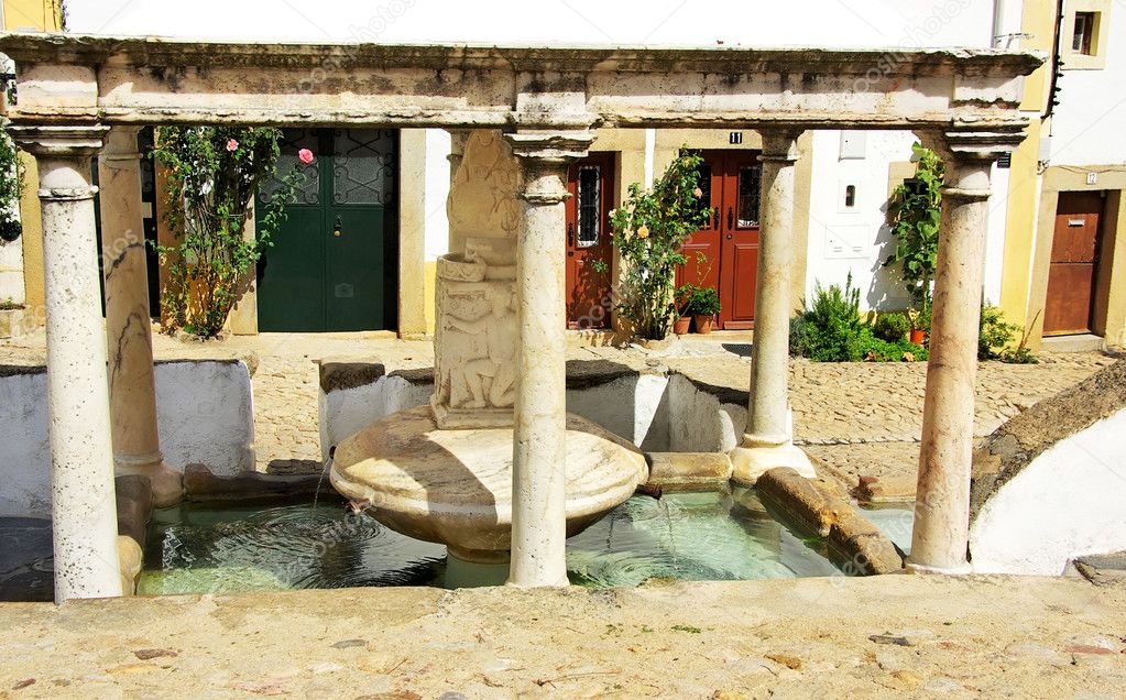 Marble fontaine at Castelo de Vide village, Portugal.