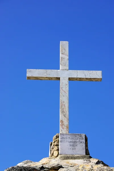 stock image Marble cross at Penha church, Portalegre, Portugal.