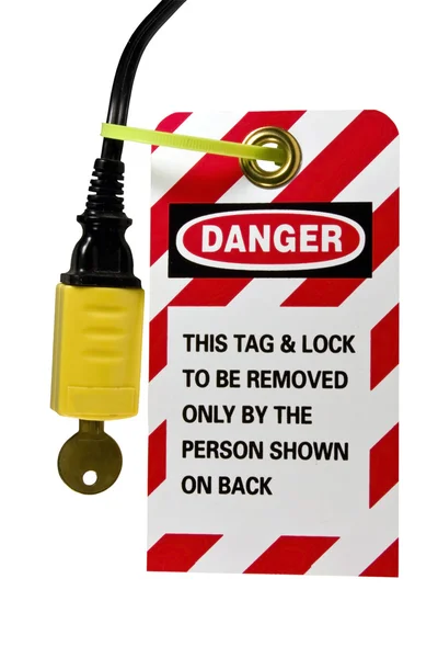 Electrical cord lock out tag — Stock Photo, Image