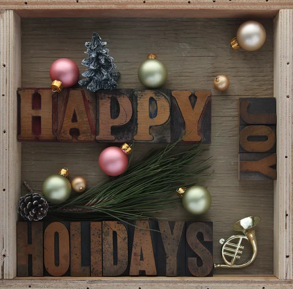 Happy holidays with decorations — Stock Photo, Image