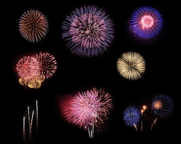 Fireworks selection on black background — Stock Photo, Image