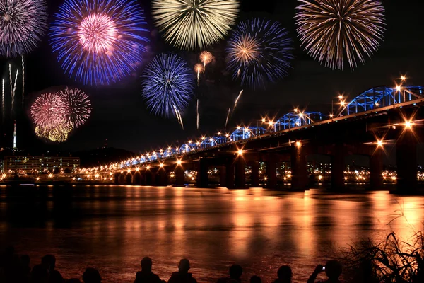 Spectacular Fireworks festival at Han River — Stock Photo, Image