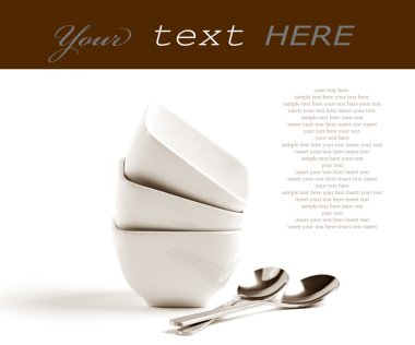 Stack of white bowls clipart