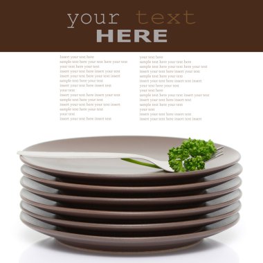 Plates, fork and parsley clipart