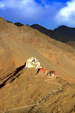 Landscape with monastery on mountain. Leh clipart