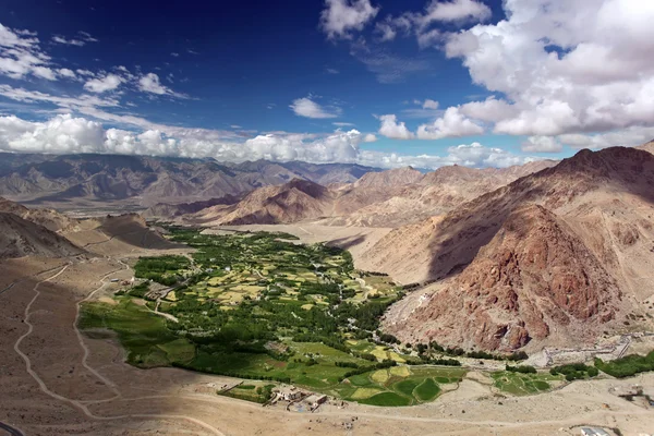 Krajina s zelené údolí v Himalájích — Stock fotografie