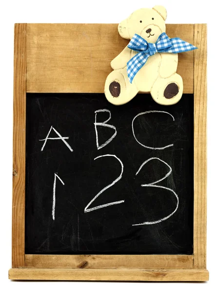 Μαυροπίνακα του παιδιού με Abc και αριθμούς — Φωτογραφία Αρχείου