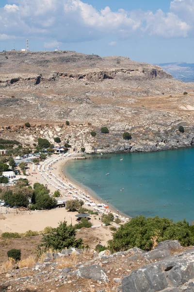 Lindos beach, rhodes, Griekenland — Stockfoto