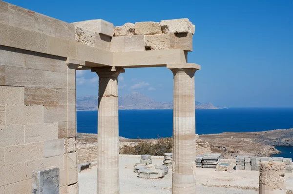 Chrám Atheny lindia na lindos, rhodes, Řecko — Stock fotografie