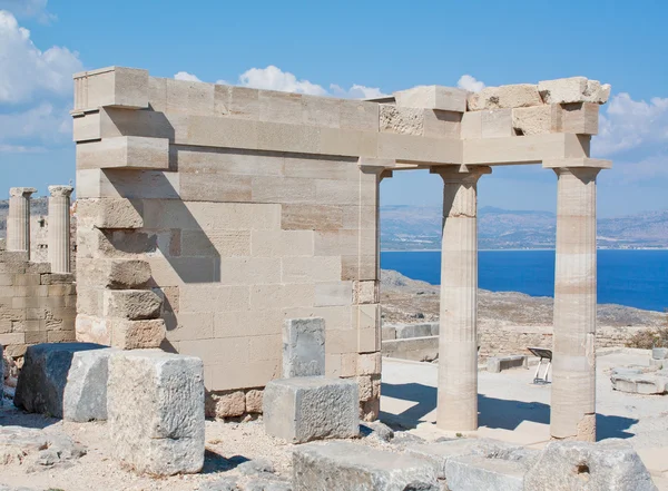 Ruínas do Templo de Athena Lindia em Lindos, Rodes, Grécia — Fotografia de Stock