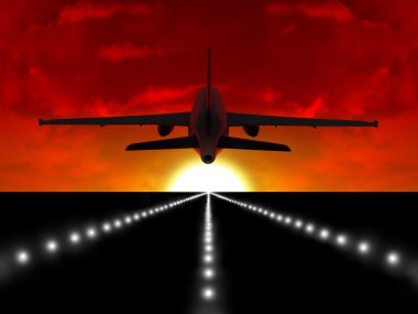 Airplane and sunrise clipart