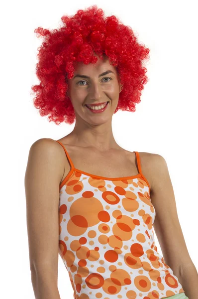 Hermosa mujer con una peluca naranja —  Fotos de Stock