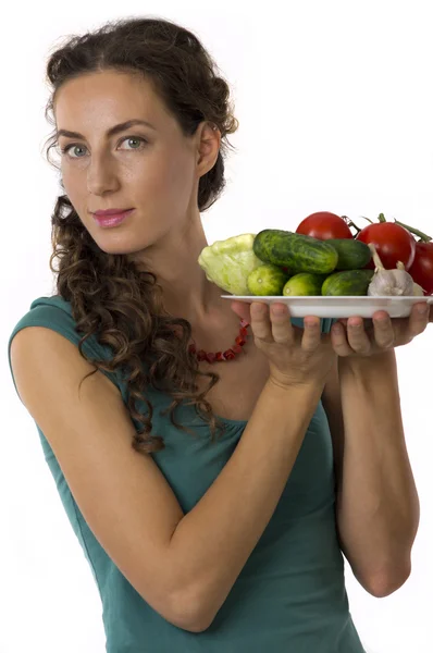 Dziewczyna z warzywami w Twoich rękach — Zdjęcie stockowe
