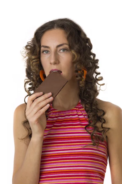 Mädchen und Schokolade — Stockfoto