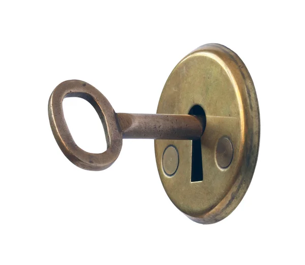 Buco della serratura e chiave . — Foto Stock