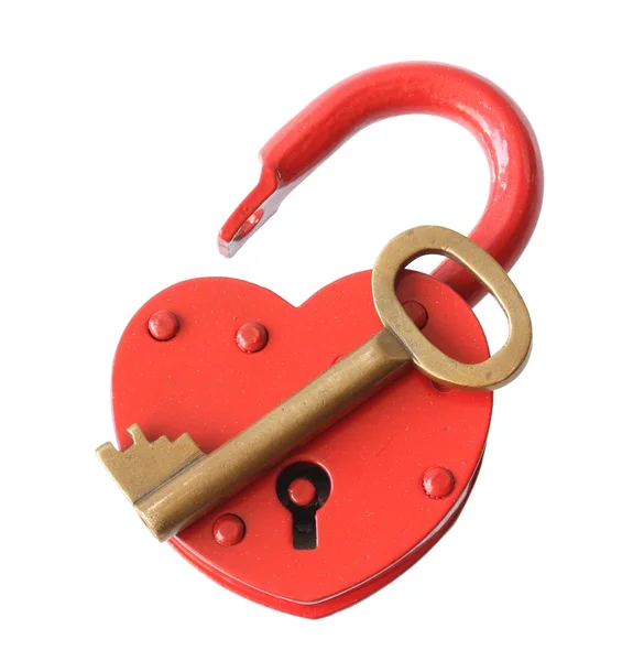 stock image Padlock and key.