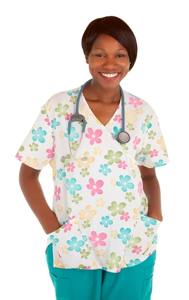 Uśmiechający się african american pielęgniarki pozowanie — Zdjęcie stockowe