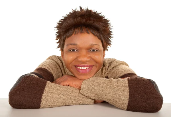 Усміхнена афроамериканська леді — стокове фото