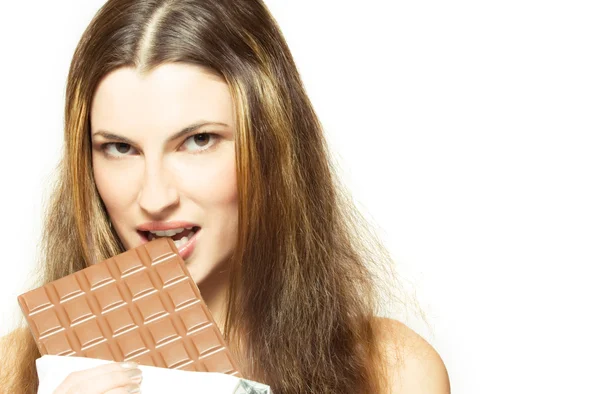 Schokolade essen — Stockfoto
