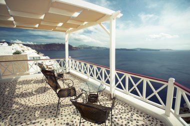 Cafe with a view, Santorini, Greece clipart