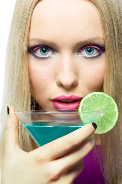 Blonde with cocktail — Stock Photo, Image