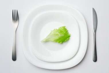 Place setting with lettuce leaf 2 clipart