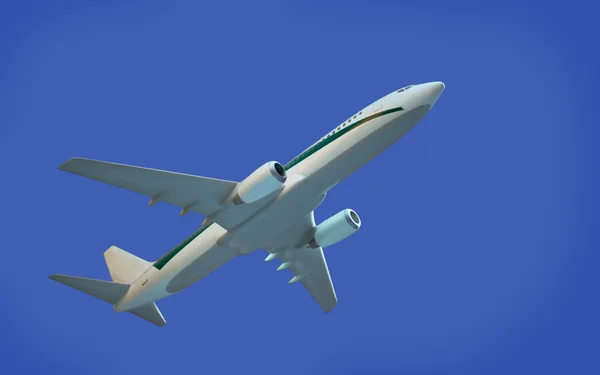 Модель самолета на синем фоне — стоковое фото