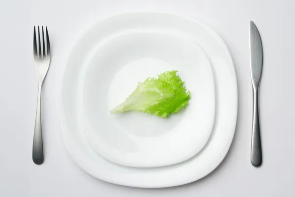 Place setting with lettuce leaf 2 — Stock Photo, Image