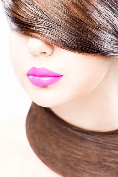 Lábios e cabelo — Fotografia de Stock