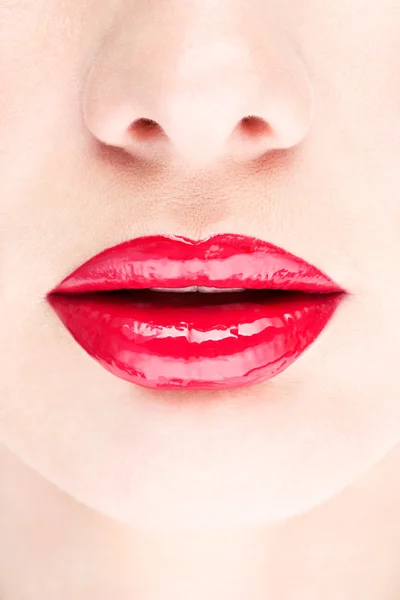 Red lips closeup — Stock Photo, Image