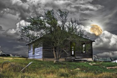 Haunted House Under A Full Moon clipart