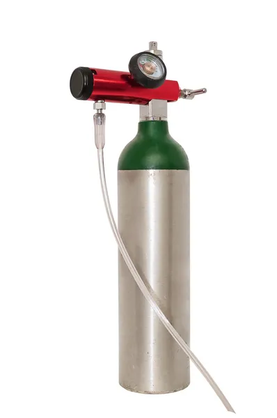 Hordozható oxigén palack gyógyászati használatra Stock Fotó